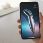 Smartphone exibindo vídeo de produto da Shopee sem marca d'água em tela, simbolizando a solução para conteúdo limpo.